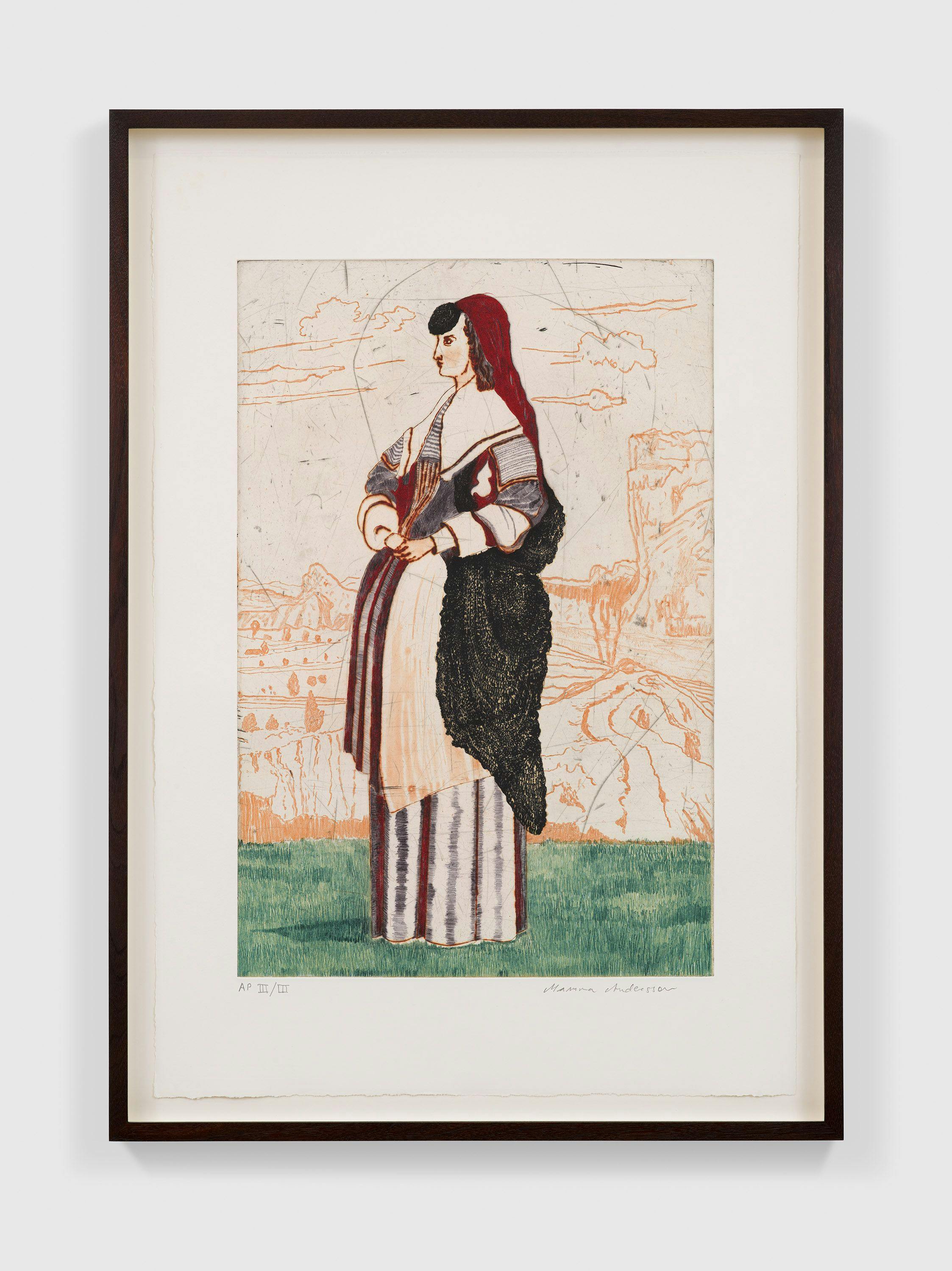 A print by Mamma Andersson, titled Mademoiselle, dated 2022.