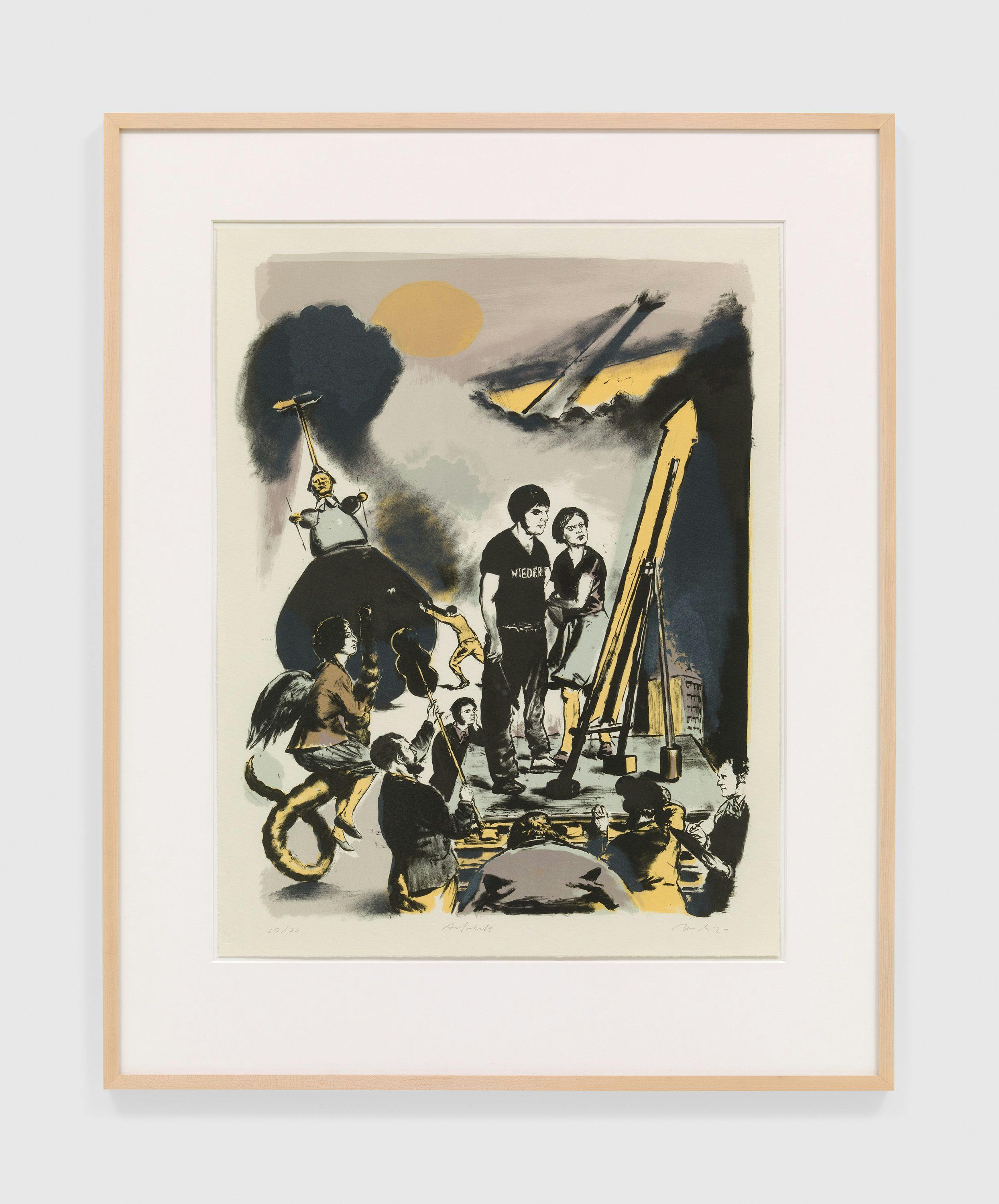 A print by Neo Rauch, titled Aufwärts, dated 2021.