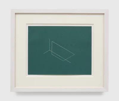 A lithograph on Japanese paper with cut edge by Fred Sandback, titled Untitled (from Twenty-two Constructions from 1967), dated 1986.